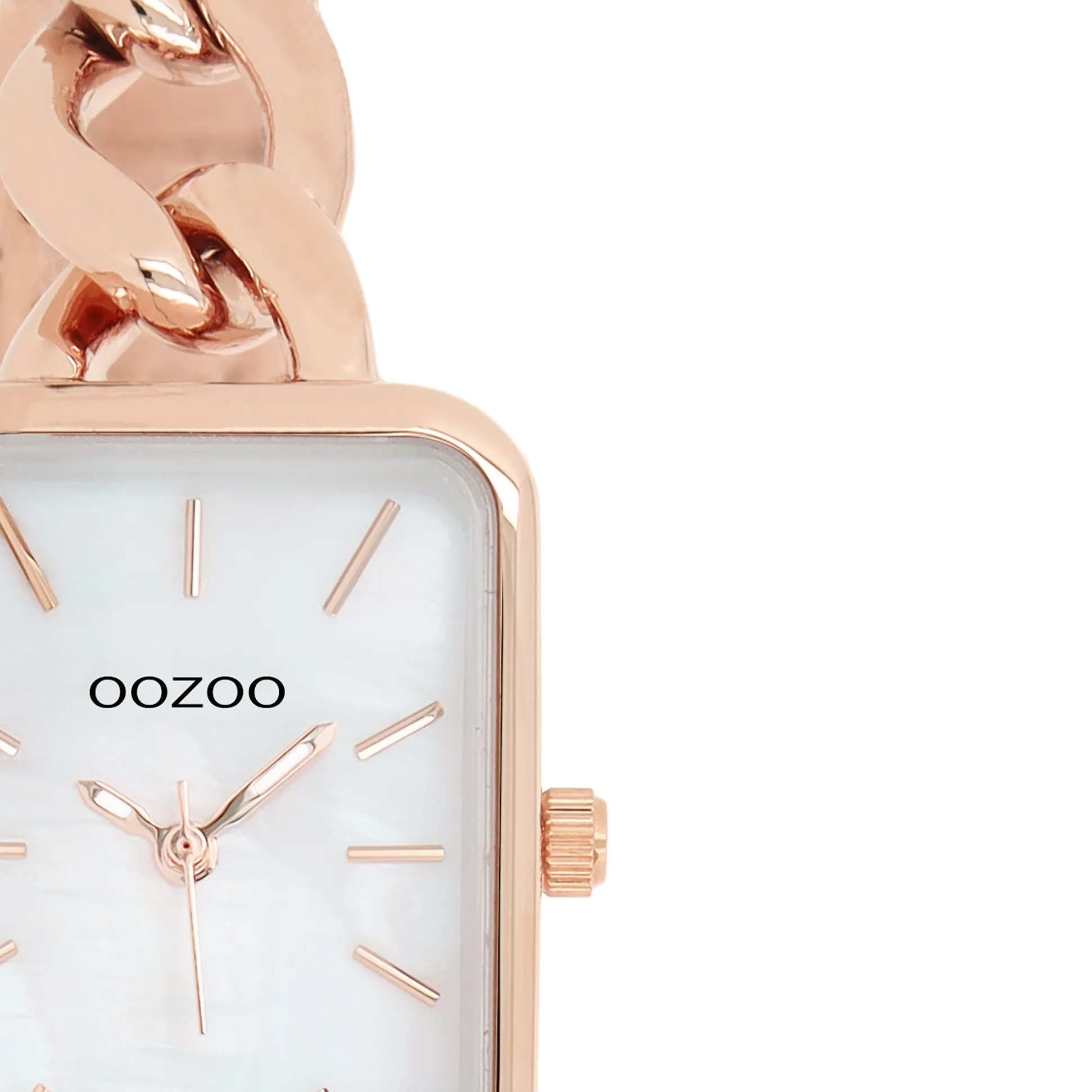 Rose gold coloured OOZOO watch with rose gold coloured chain bracelet - C11134