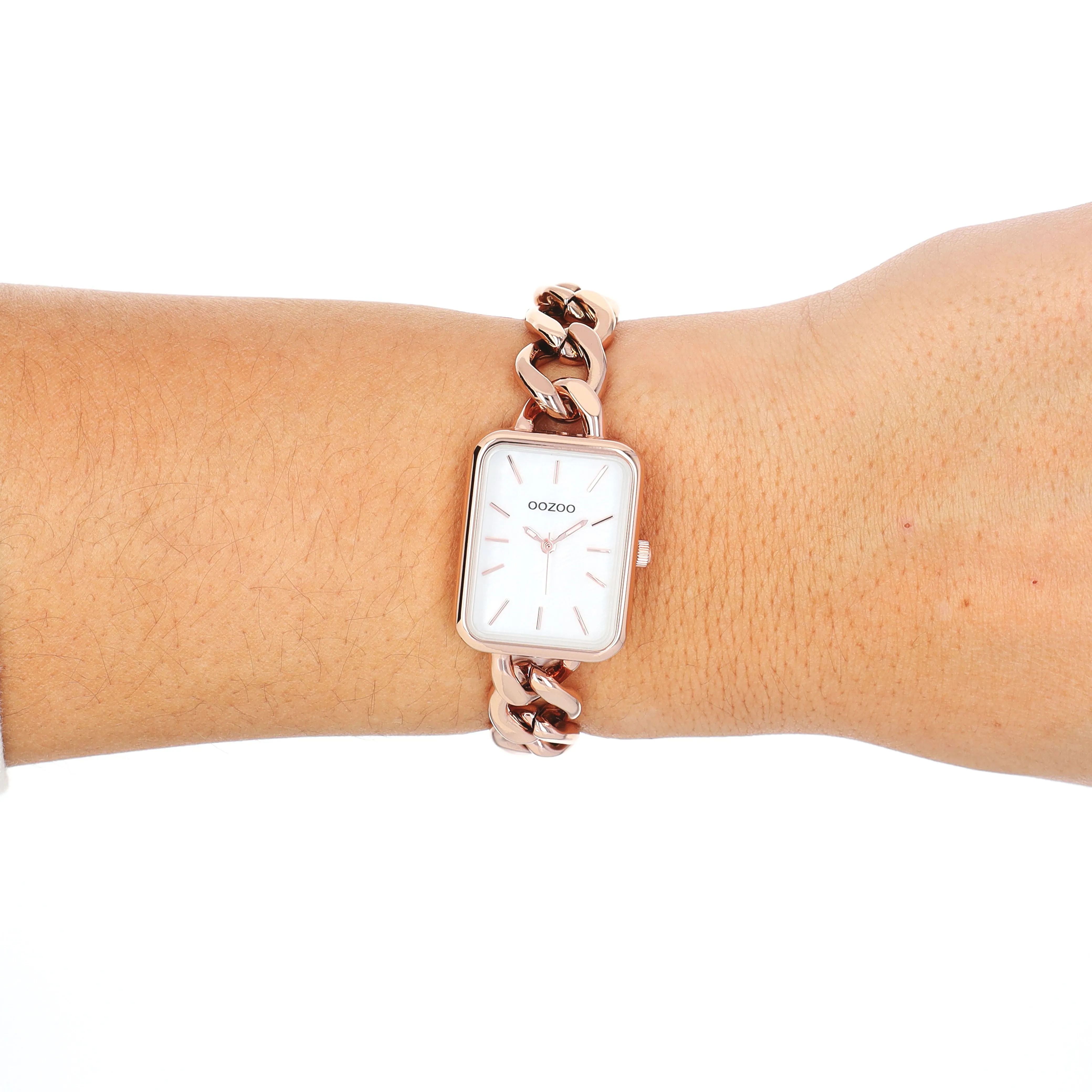 Rose gold coloured OOZOO watch with rose gold coloured chain bracelet - C11134