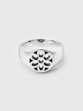 Rosette Signet Ring in Sterling Sliver