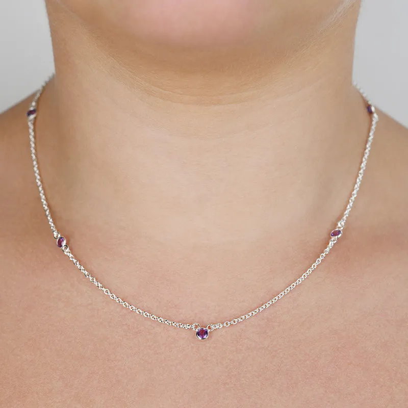 ROUND AMETHYST TRIO NECKLACE