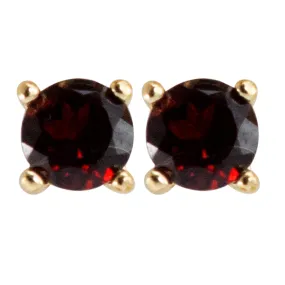 Round Garnet Earrings 4mm