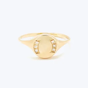 Round Signet Ring with Diamonds