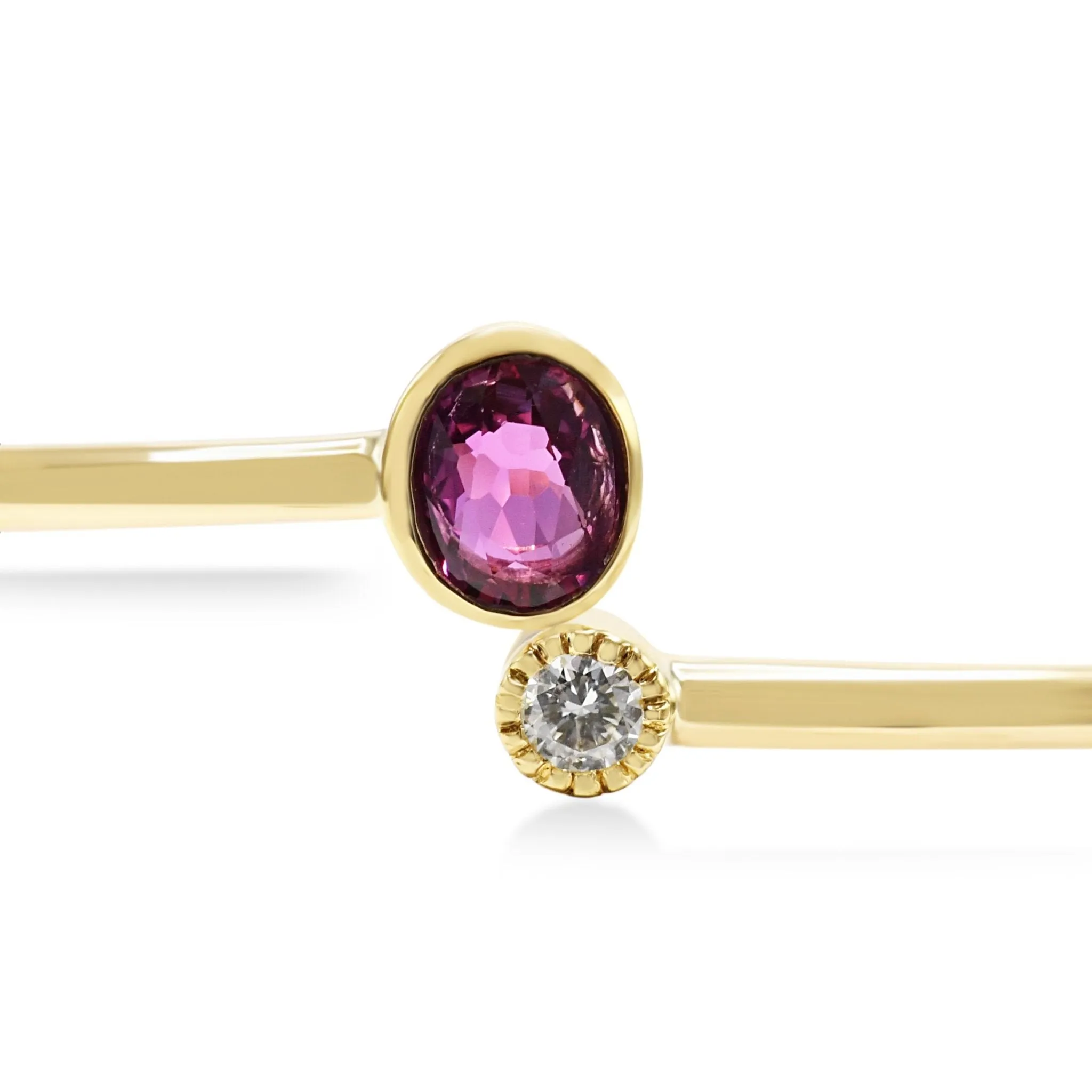 Ruby & Diamond Torque Bangle - 18ct Yellow Gold