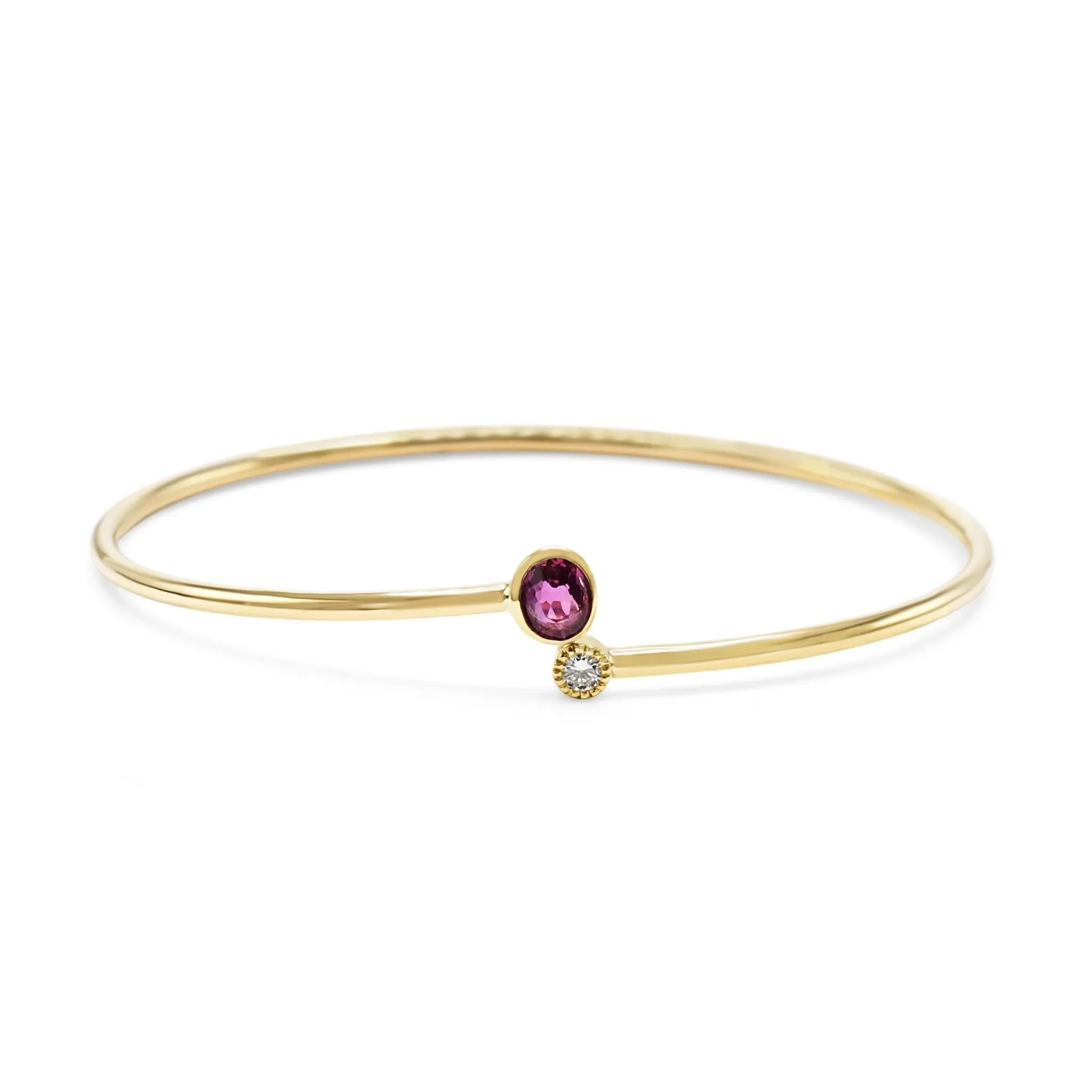 Ruby & Diamond Torque Bangle - 18ct Yellow Gold