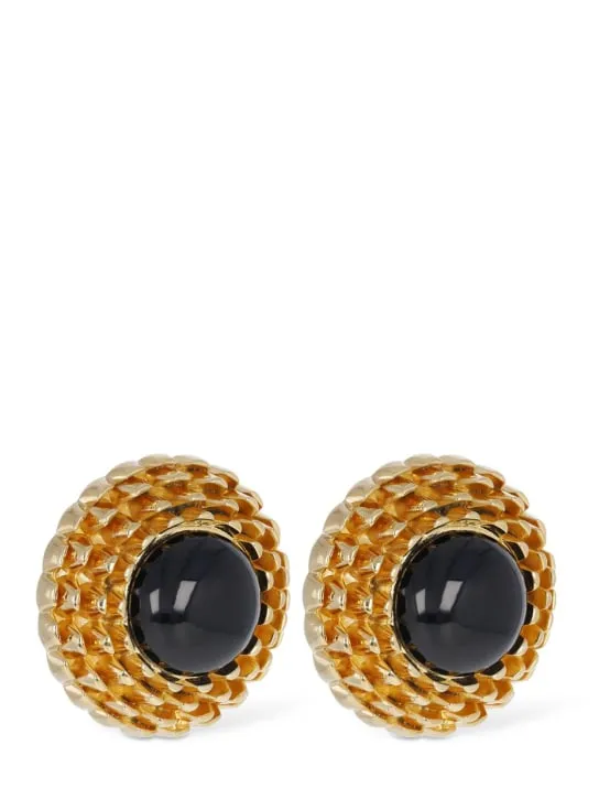 Saint Laurent   Vintage Cabochon brass earrings 