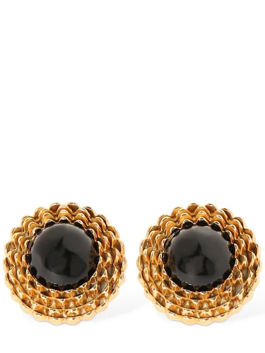 Saint Laurent   Vintage Cabochon brass earrings 