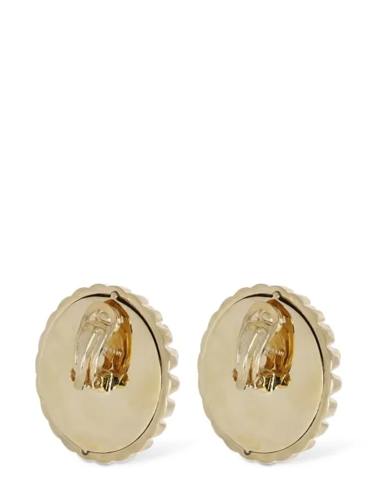 Saint Laurent   Vintage Cabochon brass earrings 