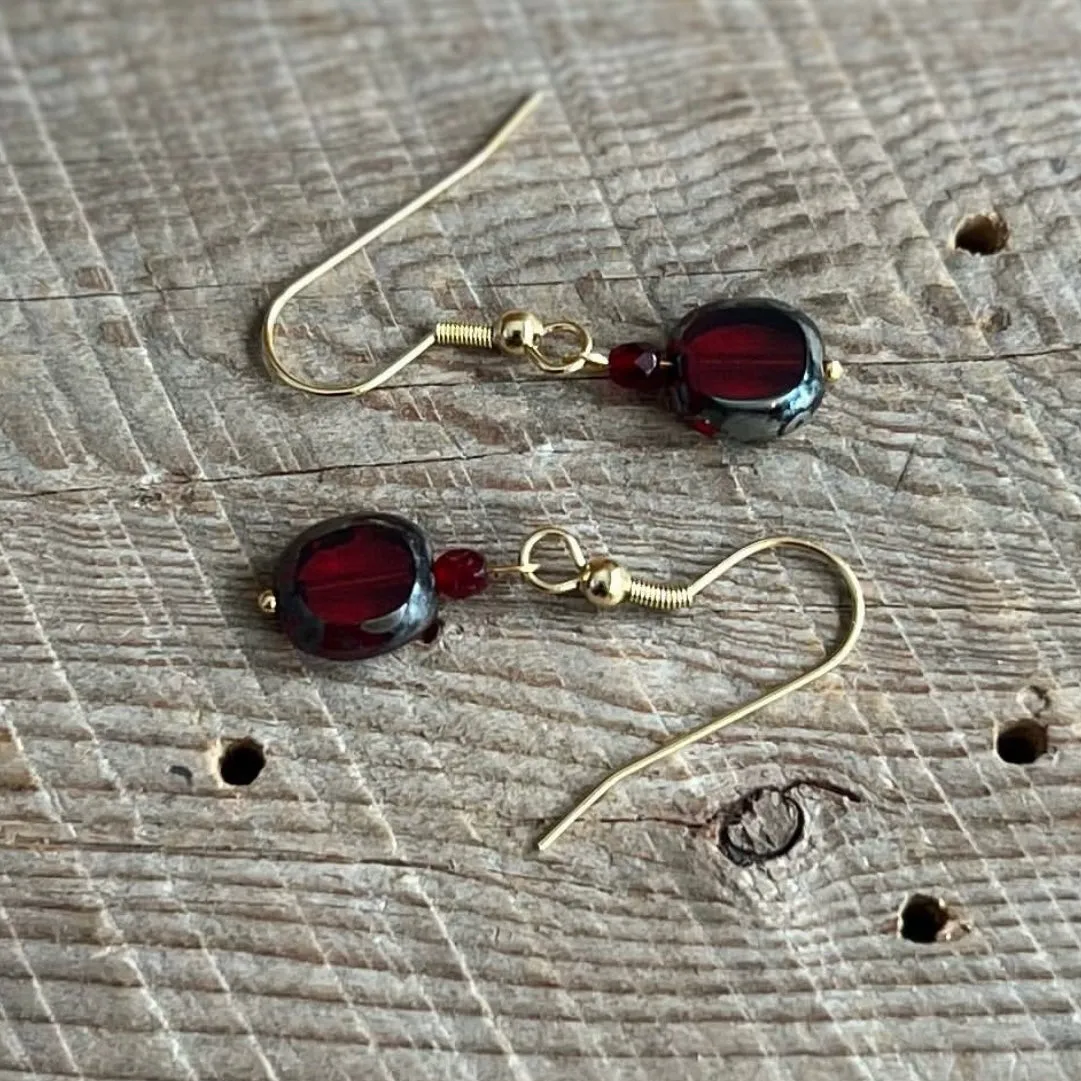 SariBlue®️ Pomegranate Seed Czech Glass Earrings