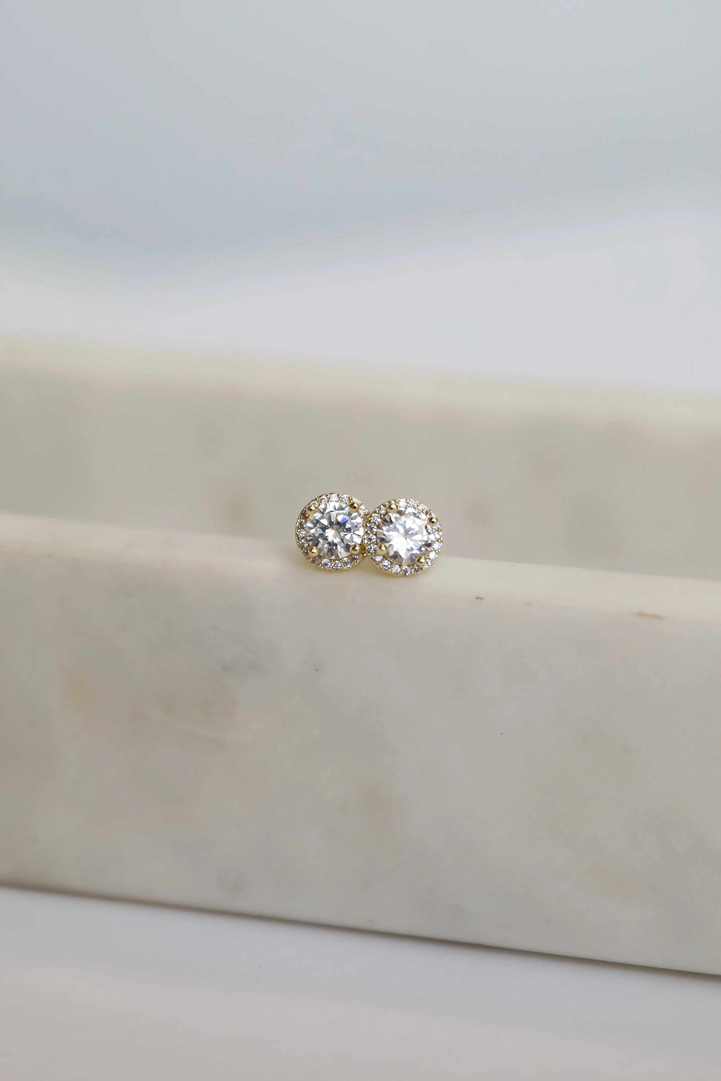 Sawyer Gold Rhinestone Stud Earrings