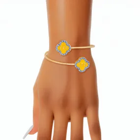 Sigma Gamma Rho Inspired Bracelet SGRHO Sorority Rhinestone Gold Clover Open Bangle