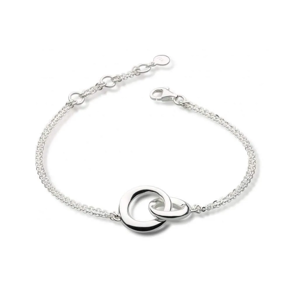 Silver bevel cirque double bracelet