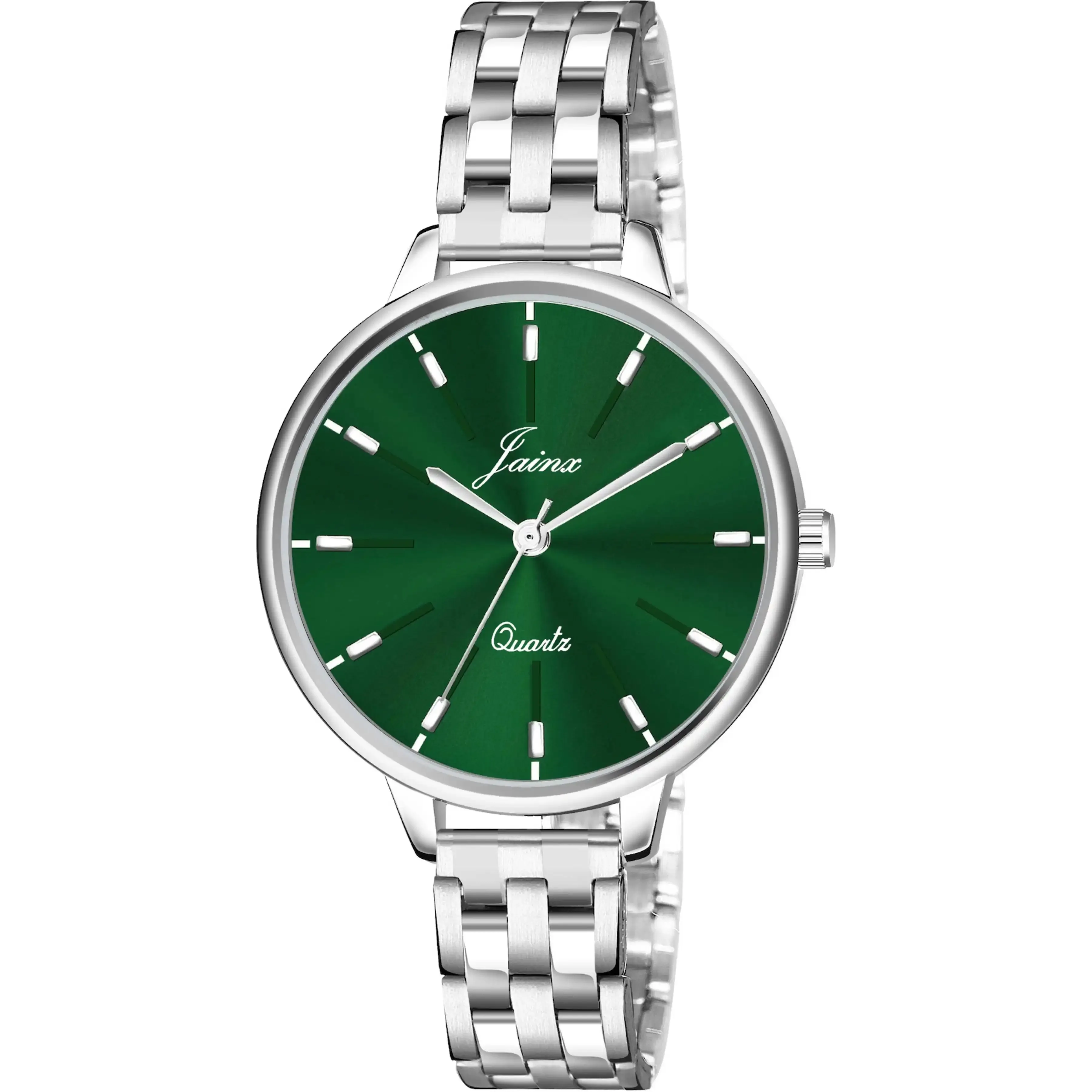 Silver Chain Green Dial Analog Wrist Watch For Women - JW8572