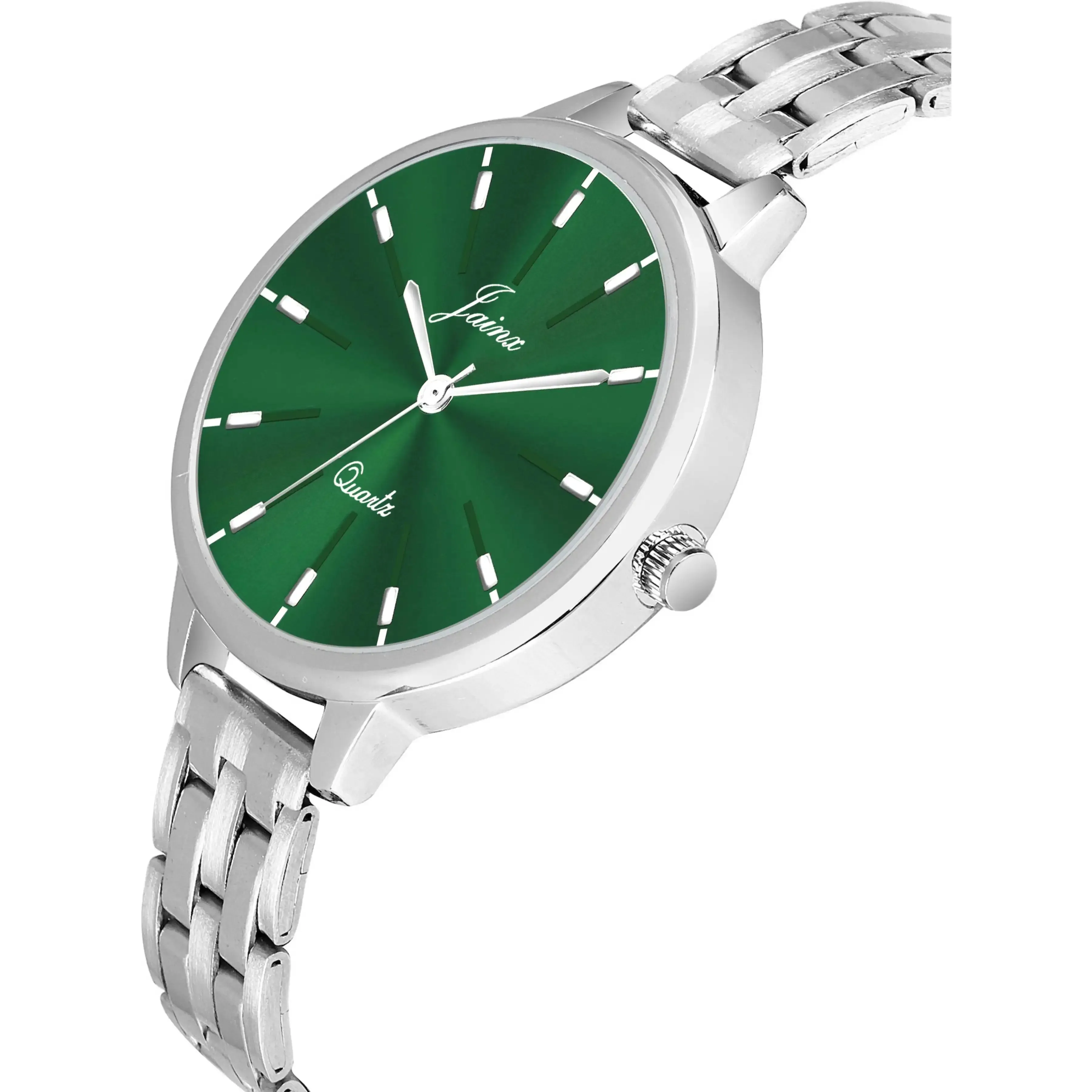 Silver Chain Green Dial Analog Wrist Watch For Women - JW8572