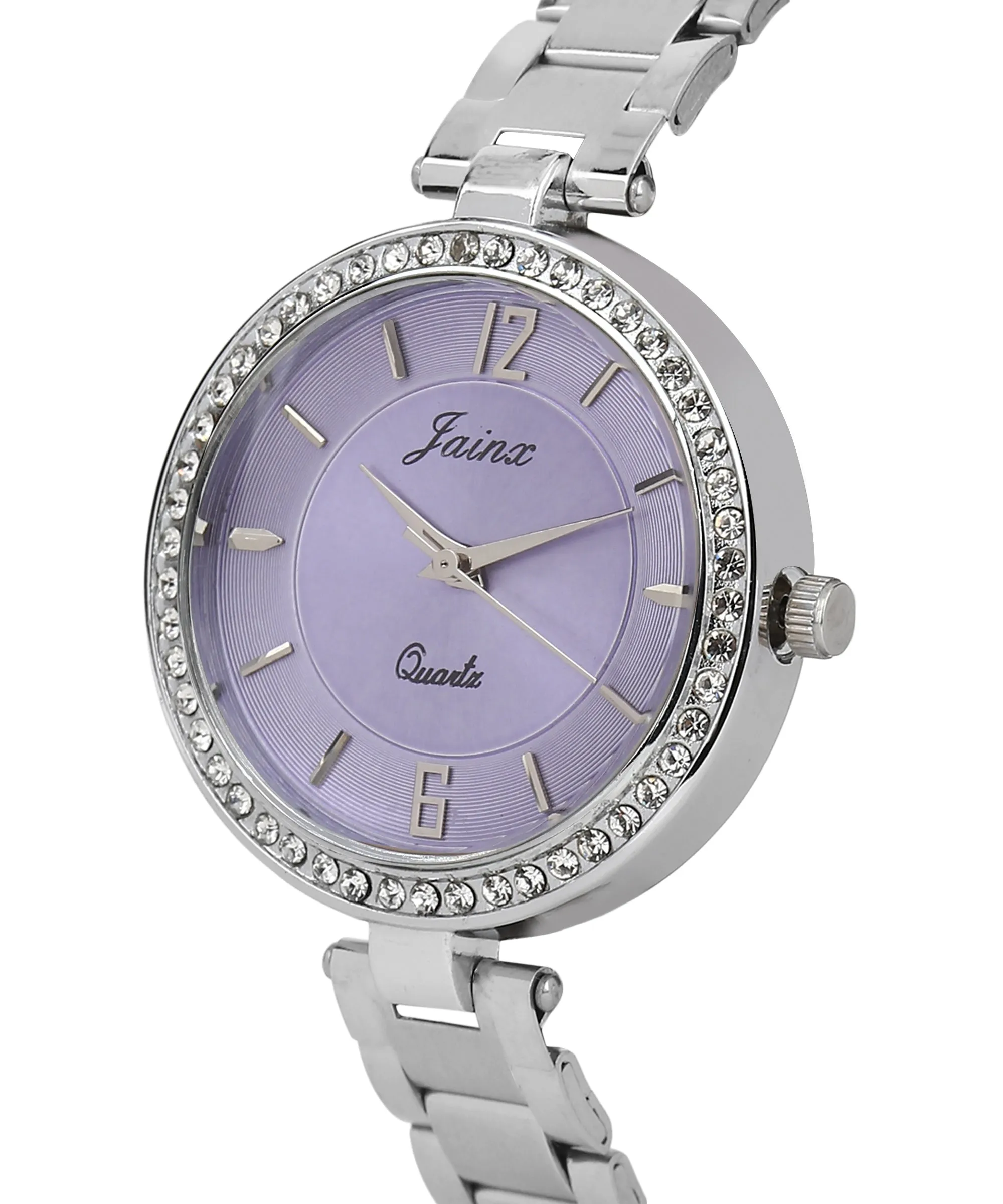 Silver Chain Purple Dial Analog Wrist Watch For Women - JW8591