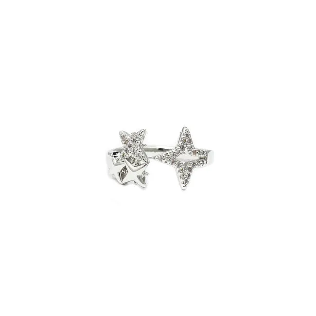 Silver Cubic Zirconia Adjustable Star Ring