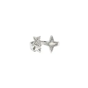 Silver Cubic Zirconia Adjustable Star Ring