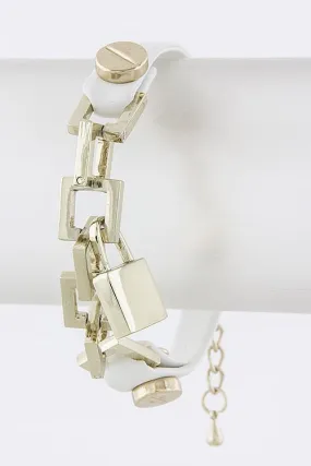 Silver gold Chain Bracelet with Lock