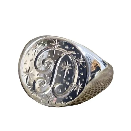 Silver Initial Signet Ring