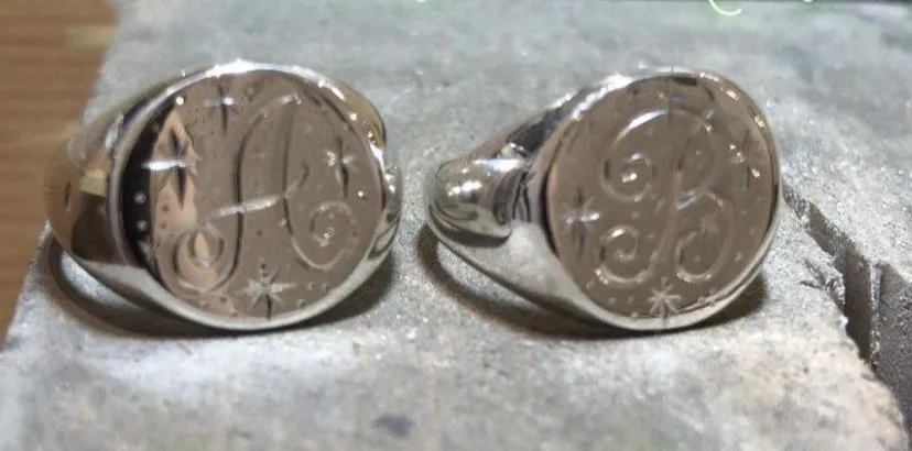 Silver Initial Signet Ring