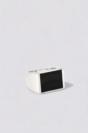 Silver Onyx Signet Ring - Square