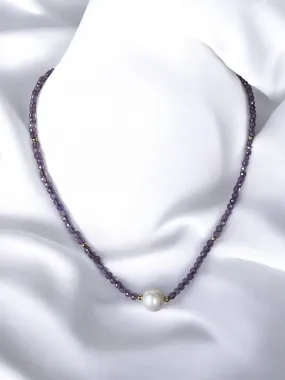 Silver Pearl & Amethyst Necklace