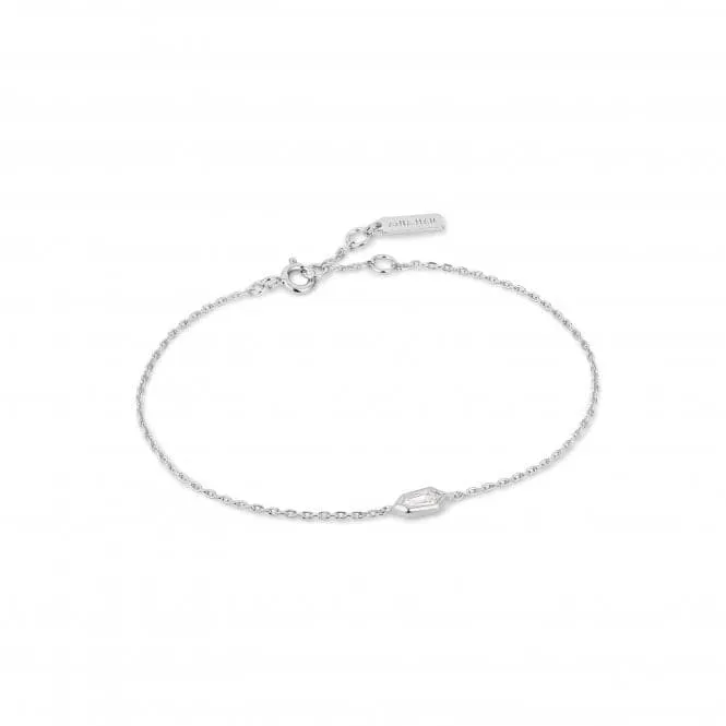 Silver Sparkle Emblem Chain Bracelet B041-02H-W