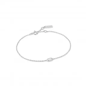 Silver Sparkle Emblem Chain Bracelet B041-02H-W