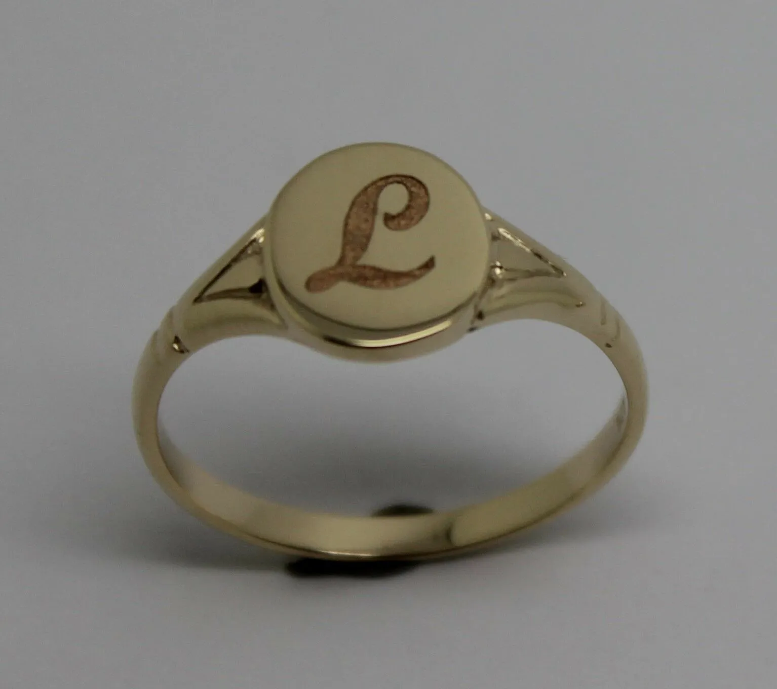 Size K 1/2 Genuine Solid New 9ct Yellow, Rose or White Gold Oval Signet Ring Engraved With One Initial