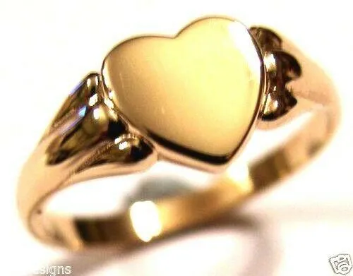 Size N Genuine New Childs Solid 9ct 375 Yellow, Rose & White Gold Heart Signet Ring 324