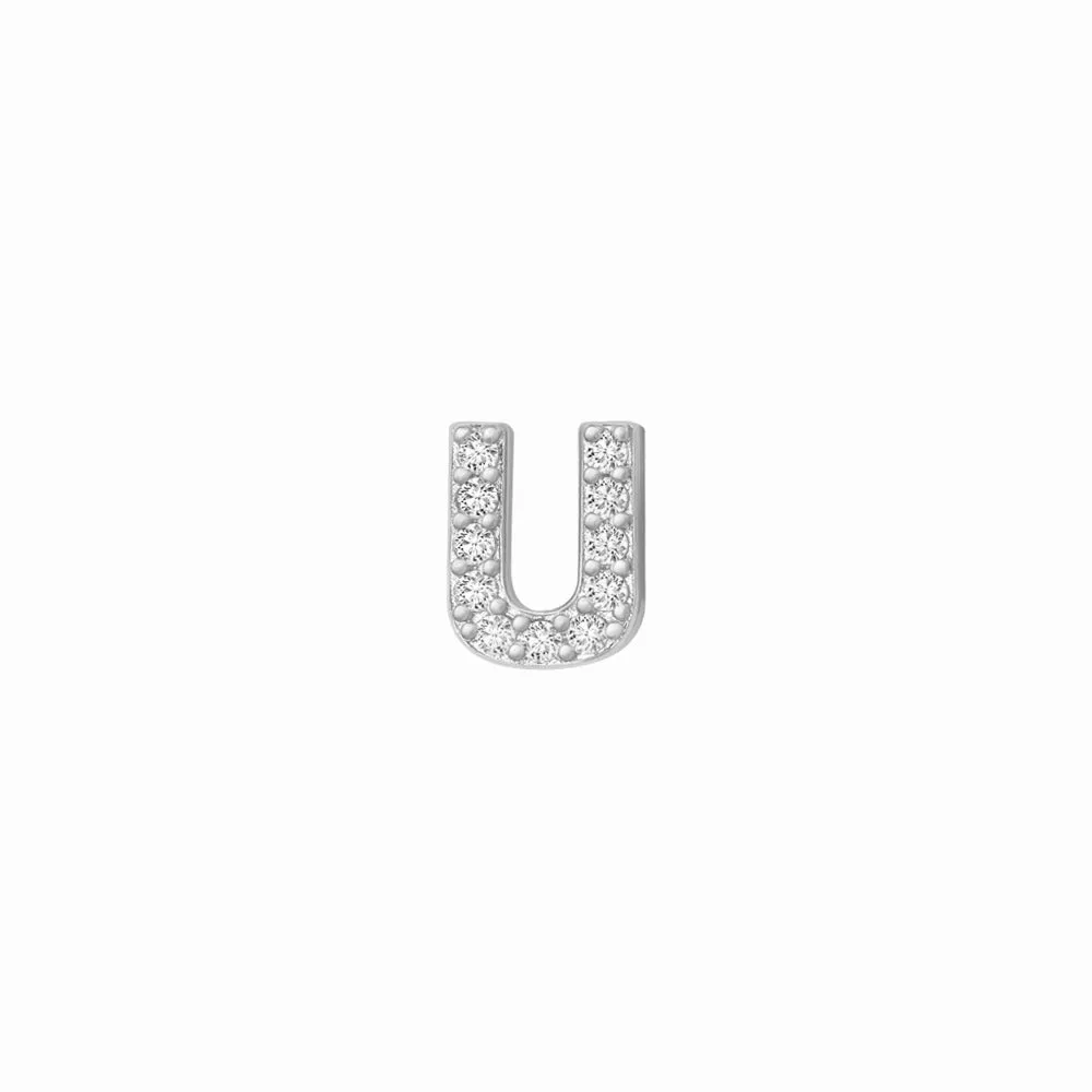 SKINNY SILVER U CHARM ( WHITE)