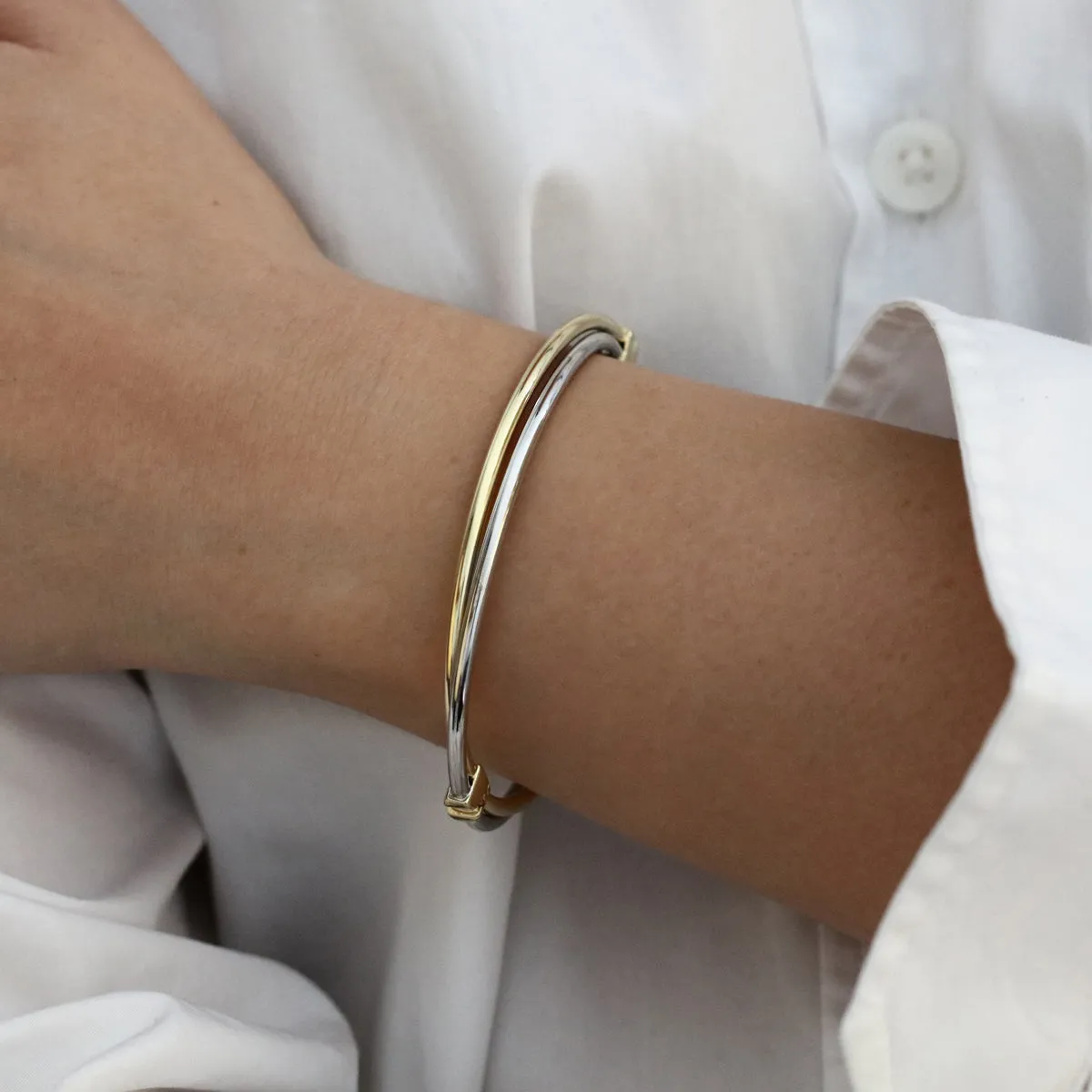 Soleil Collection Double Row Bangle | 9K Solid Bi-Metal