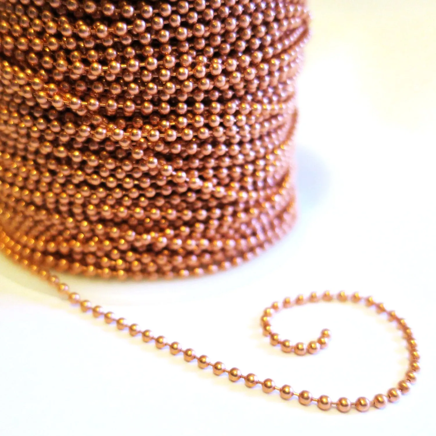 Solid Copper Bracelet Chain Fine Bead Chain Bracelet BC24 Pure Copper 2.4mm Bead Chain Bracelet