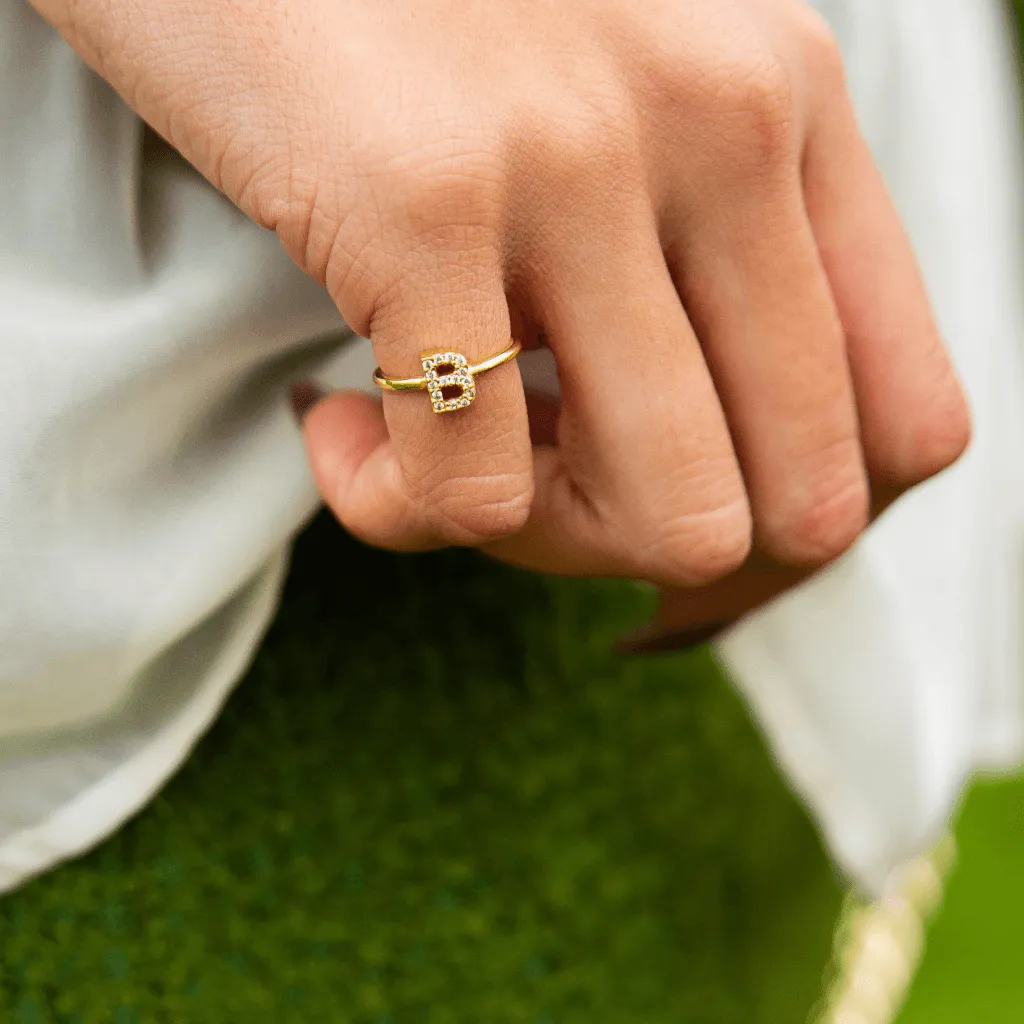 Solid Gold Amara Initial Ring