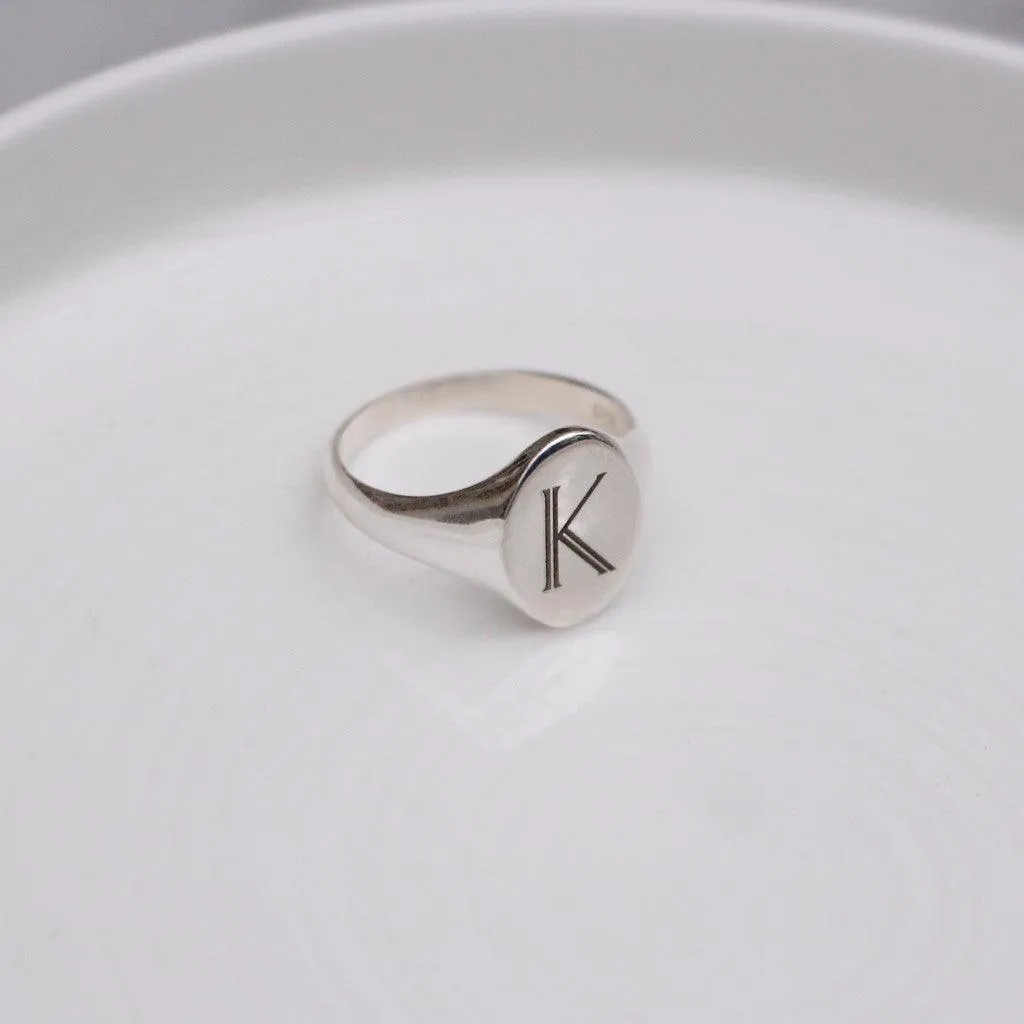 Solid Gold Signet Personalised Initial Ring