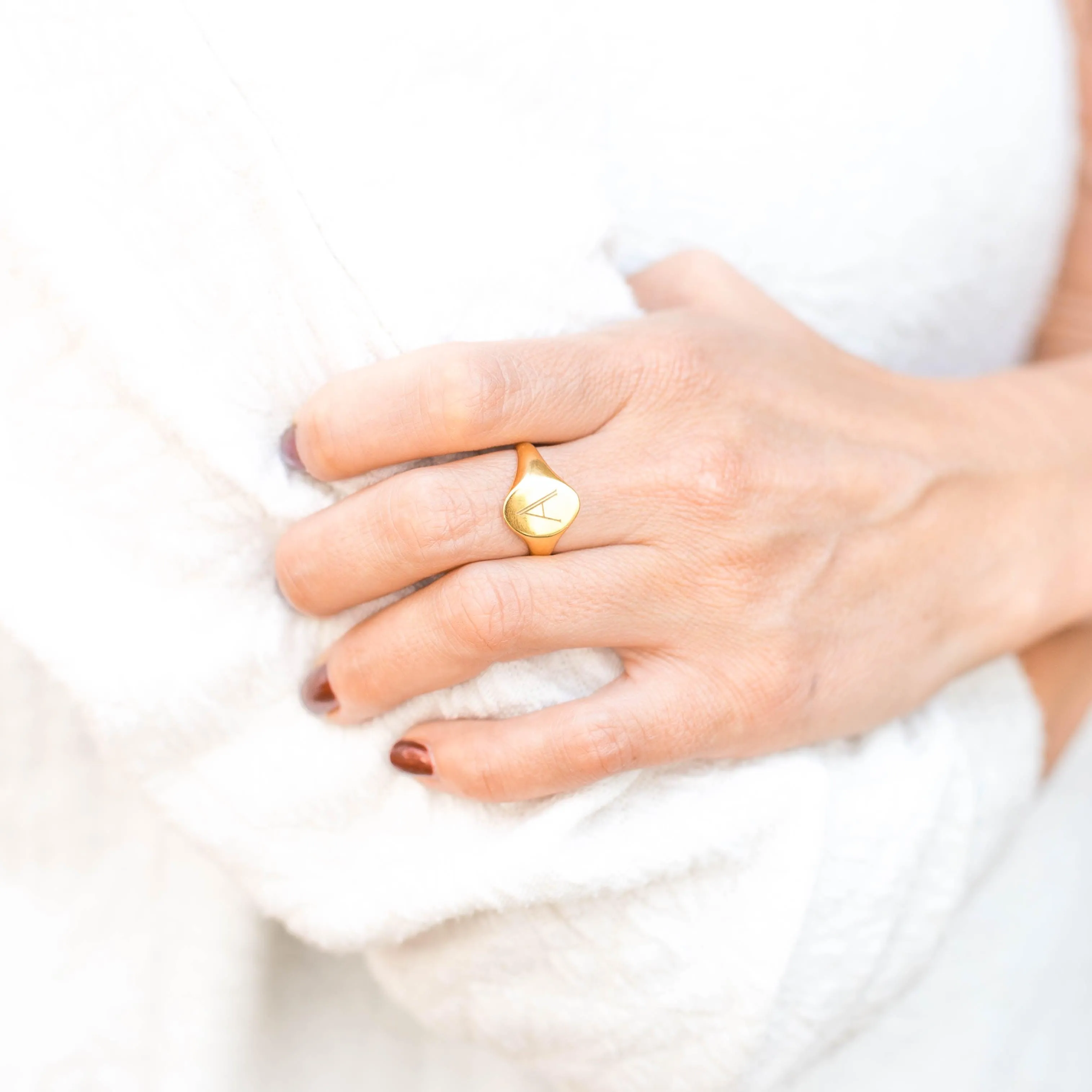 Solid Gold Signet Personalised Initial Ring