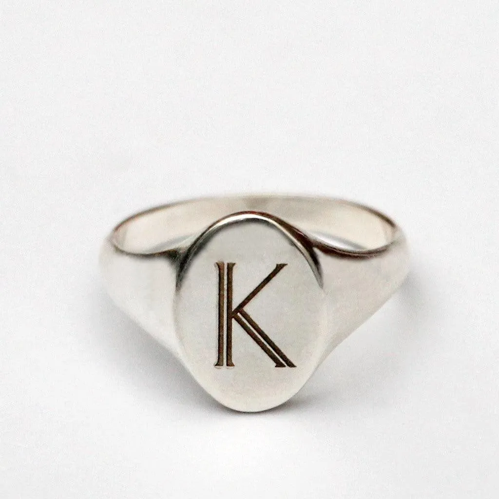 Solid Gold Signet Personalised Initial Ring