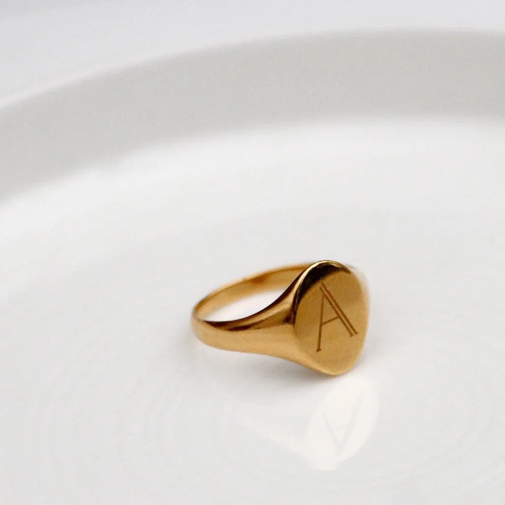 Solid Gold Signet Personalised Initial Ring