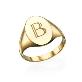 Solid Gold Signet Personalised Initial Ring