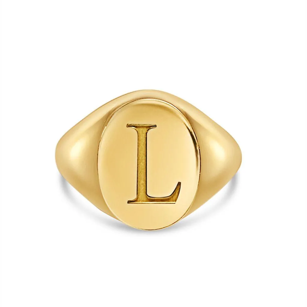 Solid Gold Signet Personalised Initial Ring