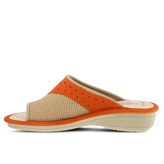 Spring Step Women's Flexus Pascalle Slide Sandal - Orange Nubuck/Beige