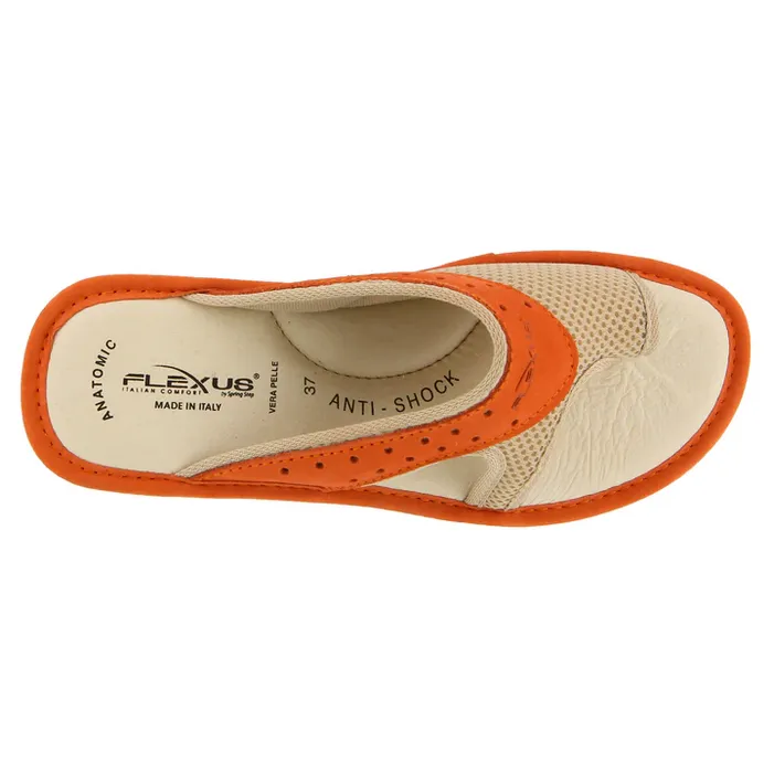 Spring Step Women's Flexus Pascalle Slide Sandal - Orange Nubuck/Beige