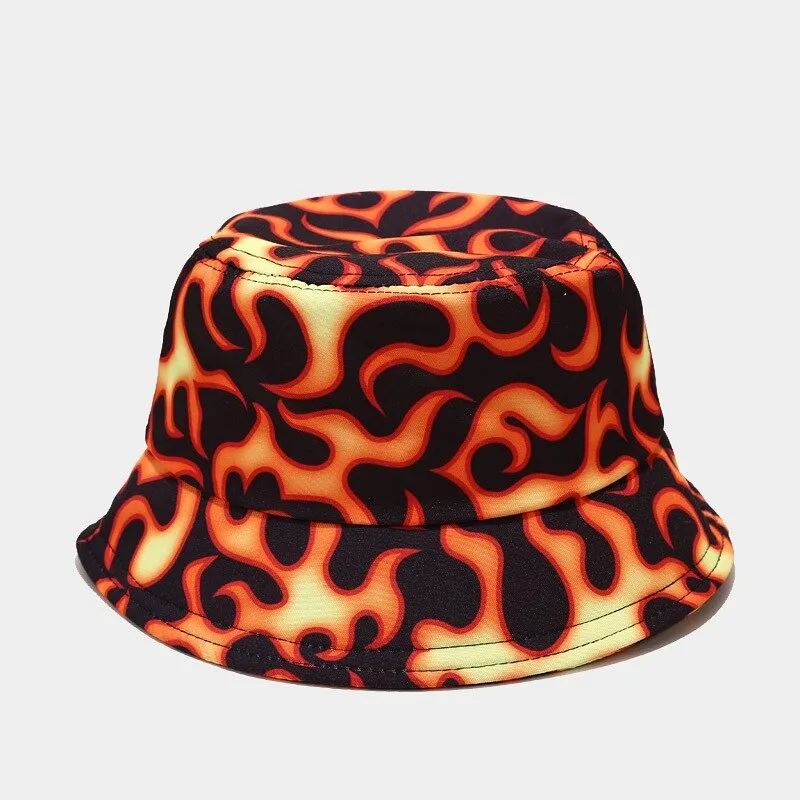 Spring Summer Blue Sky Clouds Flame Bucket Hat for Men Women Outdoor Fashion Hip Hop Fishman Hat Bob Boys Girls Travel Panama