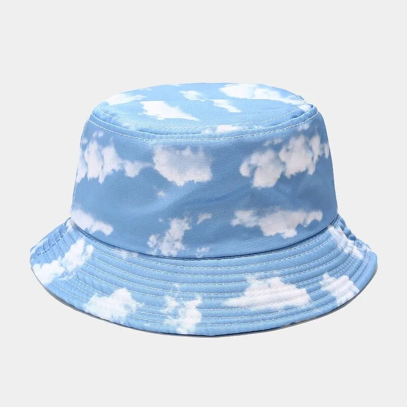 Spring Summer Blue Sky Clouds Flame Bucket Hat for Men Women Outdoor Fashion Hip Hop Fishman Hat Bob Boys Girls Travel Panama