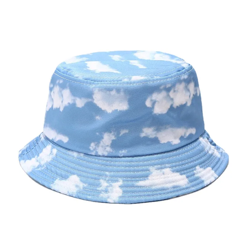 Spring Summer Blue Sky Clouds Flame Bucket Hat for Men Women Outdoor Fashion Hip Hop Fishman Hat Bob Boys Girls Travel Panama