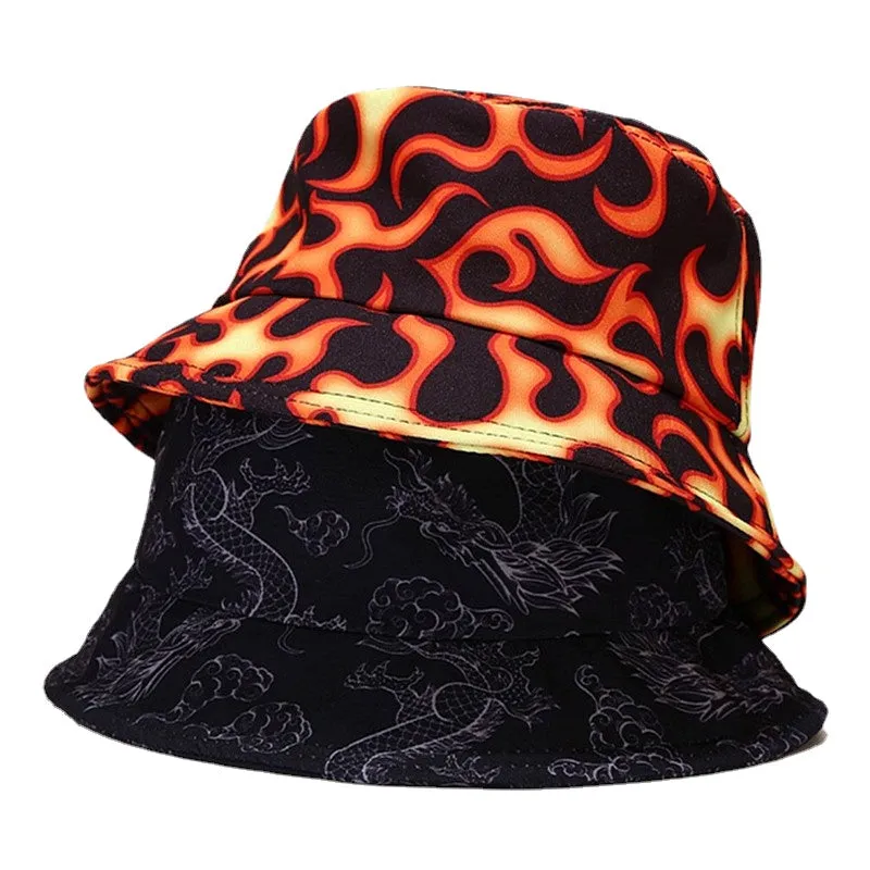 Spring Summer Blue Sky Clouds Flame Bucket Hat for Men Women Outdoor Fashion Hip Hop Fishman Hat Bob Boys Girls Travel Panama