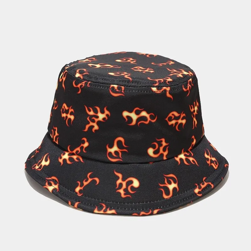 Spring Summer Blue Sky Clouds Flame Bucket Hat for Men Women Outdoor Fashion Hip Hop Fishman Hat Bob Boys Girls Travel Panama