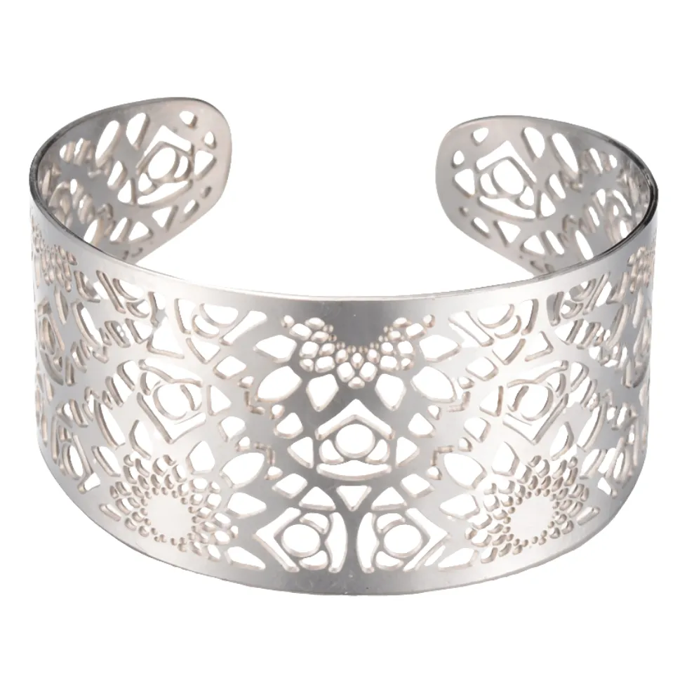 Stainless Steel  Hollow Floral Bangle