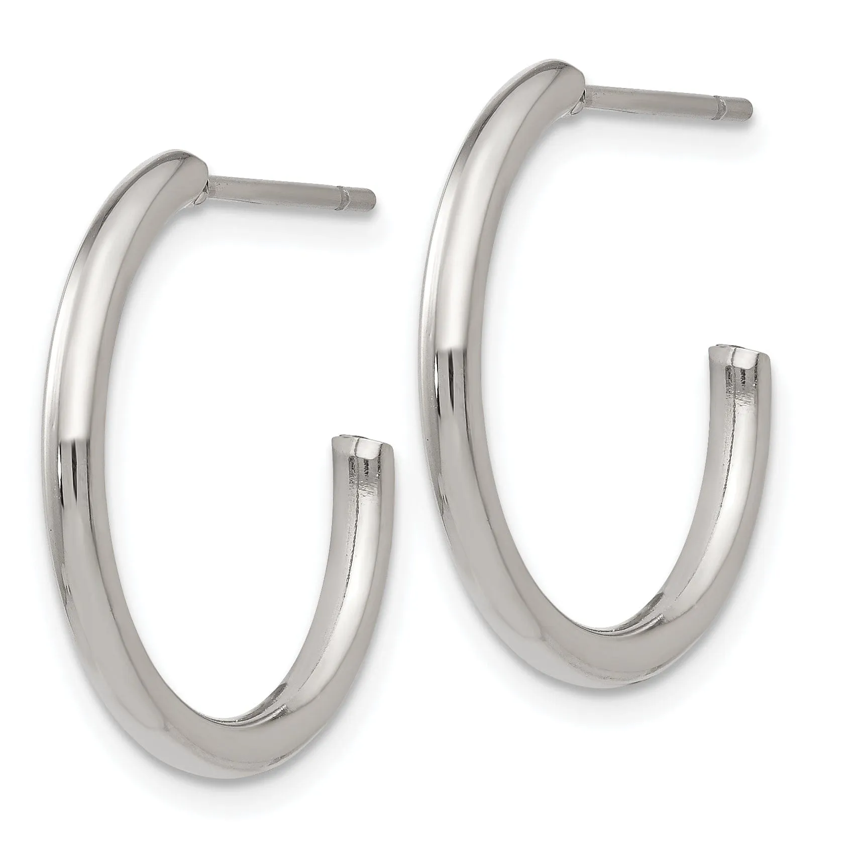 Stainless Steel J Hoop Post Earrings 16MM Diameter