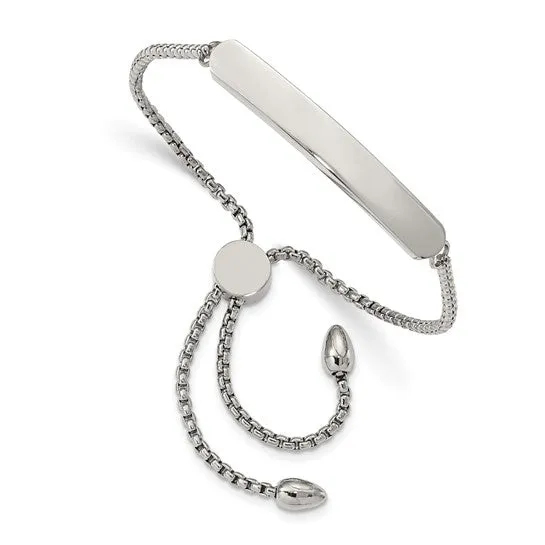 Stainless Steel Polished Adjustable ID Bracelet