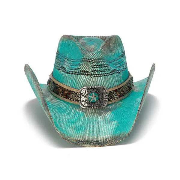 Stampede Hats - Turquoise Lone Star Western Hat with Floral Trim